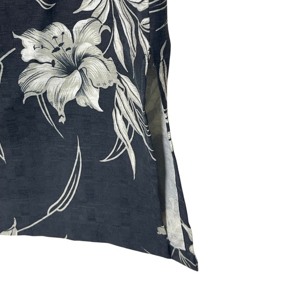 Hilo Hattie 100% Silk Knee-Length Skirt Size 6 Black White Floral Casual - Picture 3 of 9